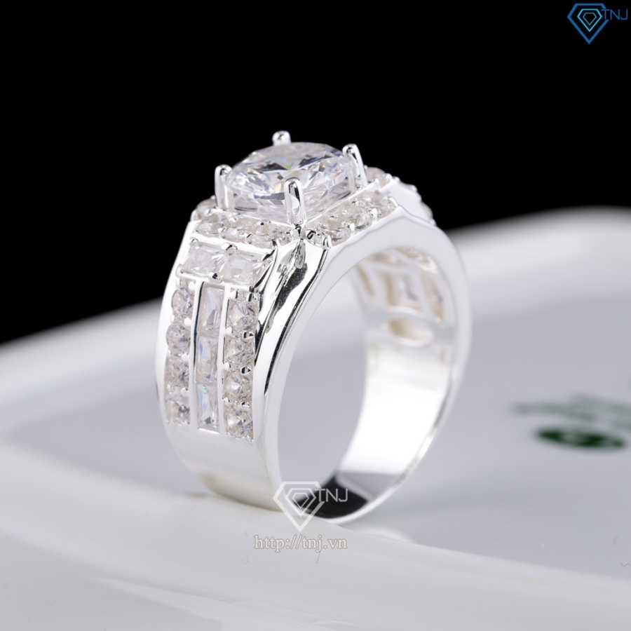 Nhẫn nam bạc 925 cách điệu đính đá đẹp NNA0898