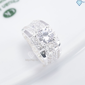Nhẫn nam bạc 925 cách điệu đính đá đẹp NNA0898