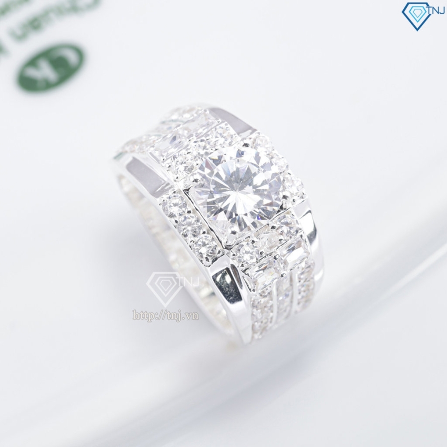 Nhẫn nam bạc 925 cách điệu đính đá đẹp NNA0898
