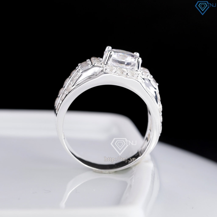 Nhẫn nam bạc 925 cách điệu đính đá đẹp NNA0898