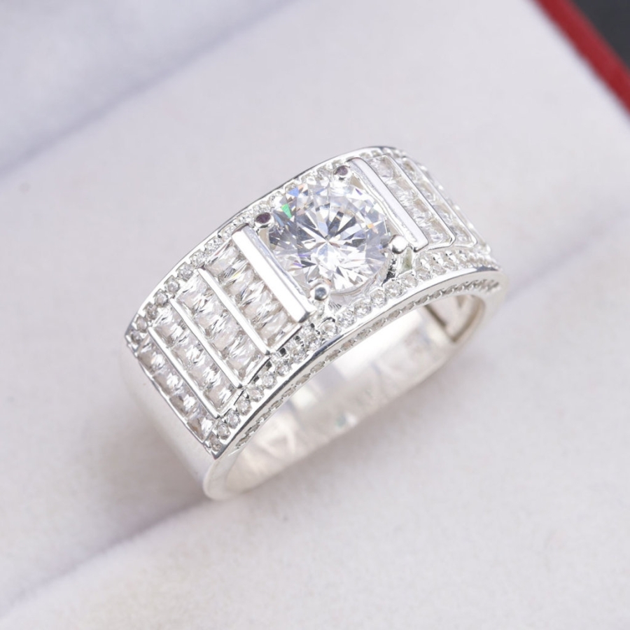 Nhẫn nam bạc đính đá chìm sang trọng NNA0899
