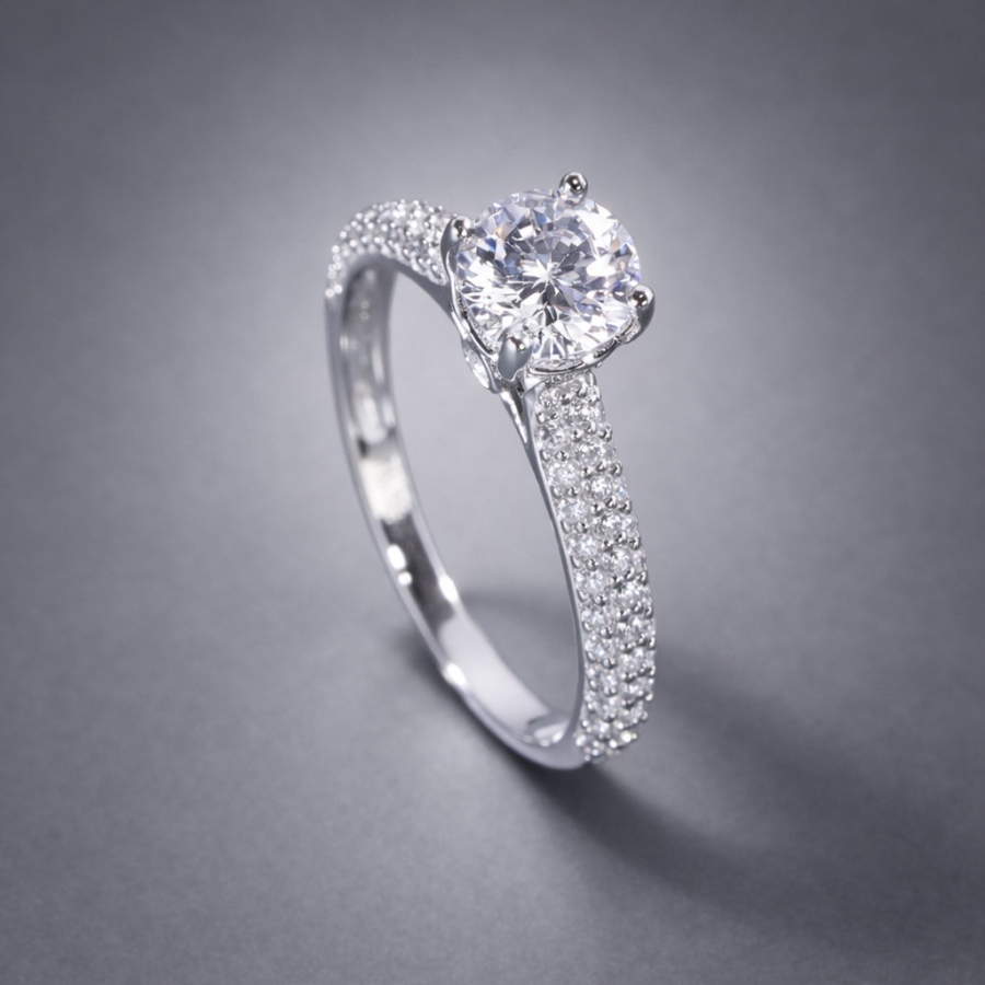 Nhẫn bạc nữ full đá 2 bên xi kim NN0553-XK