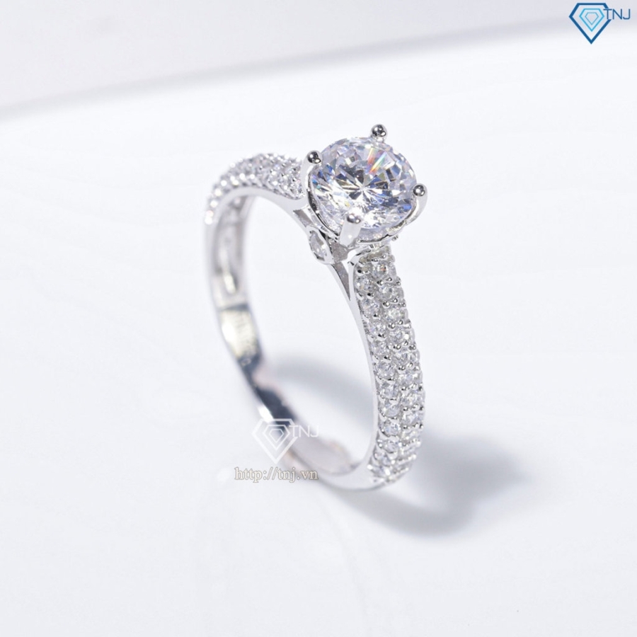 Nhẫn bạc nữ full đá 2 bên xi kim NN0553-XK