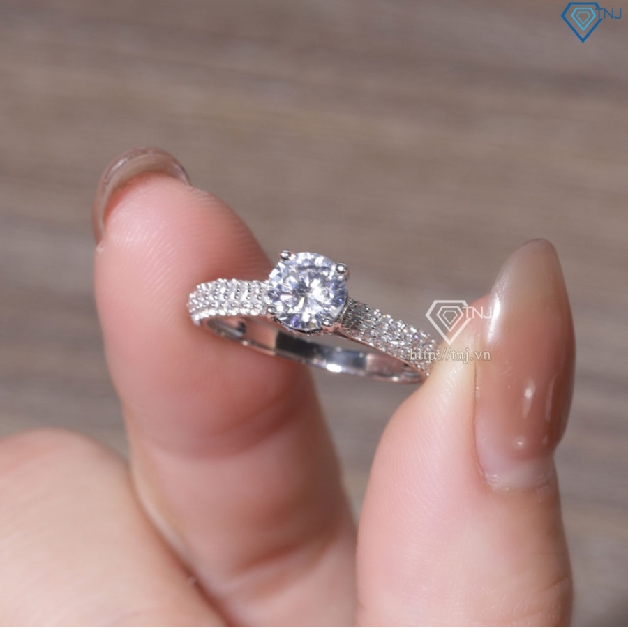 Nhẫn bạc nữ full đá 2 bên xi kim NN0553-XK