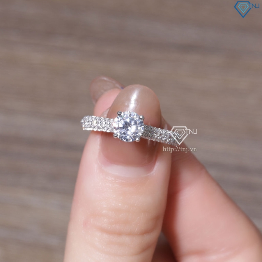 Nhẫn bạc nữ full đá 2 bên xi kim NN0553-XK