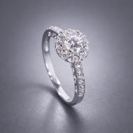 Nhẫn bạc nữ xi kim mặt tròn đính đá NN0554-XK