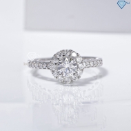 Nhẫn bạc nữ xi kim mặt tròn đính đá NN0554-XK