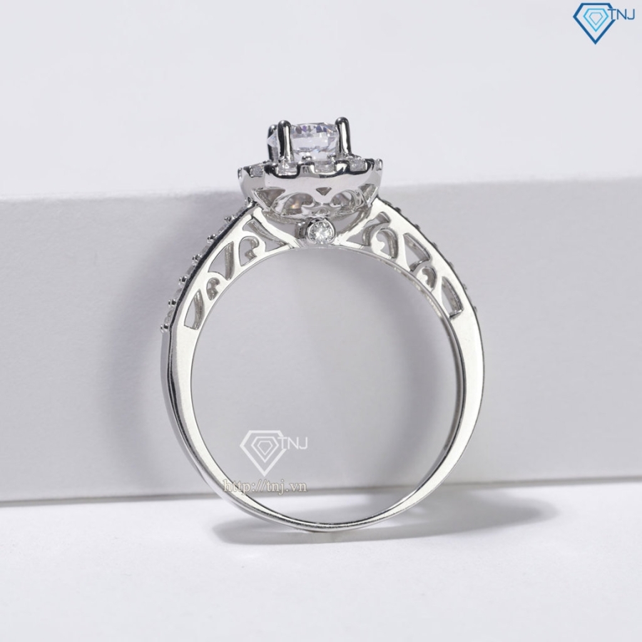 Nhẫn bạc nữ xi kim mặt tròn đính đá NN0554-XK