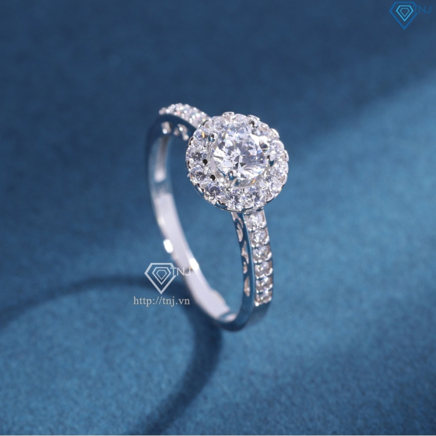 Nhẫn bạc nữ xi kim mặt tròn đính đá NN0554-XK