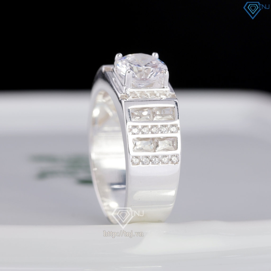 Nhẫn bạc nam Hà Nội đính đá trắng NNA0901