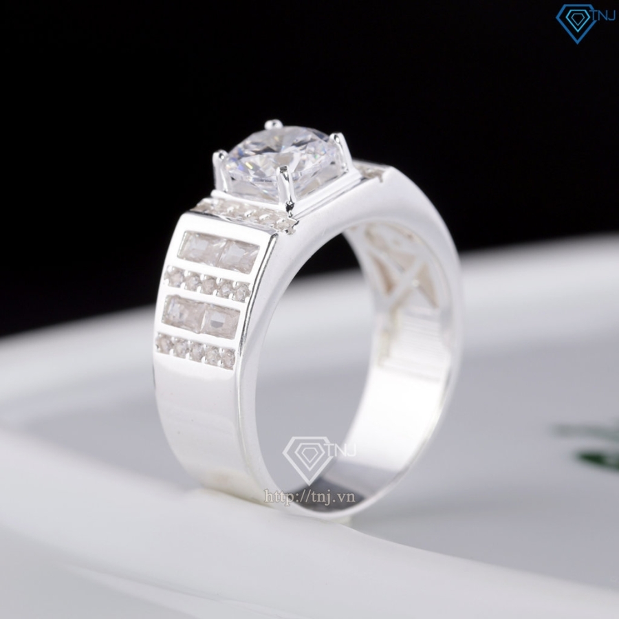 Nhẫn bạc nam Hà Nội đính đá trắng NNA0901