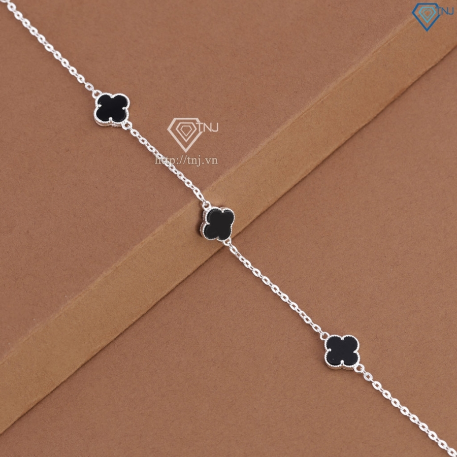 Lắc tay bạc nữ cỏ 4 lá đính đá theo mệnh LTN0460  Trang Sức TNJ