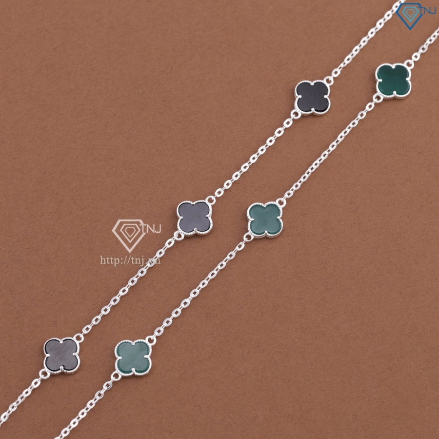 Lắc tay bạc nữ cỏ 4 lá đính đá theo mệnh LTN0460  Trang Sức TNJ