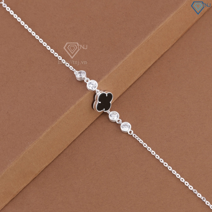 Lắc tay bạc nữ cỏ 4 lá đính đá theo mệnh LTN0461 Trang Sức TNJ