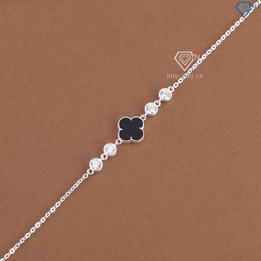 Lắc tay bạc nữ cỏ 4 lá đính đá theo mệnh LTN0461 Trang Sức TNJ