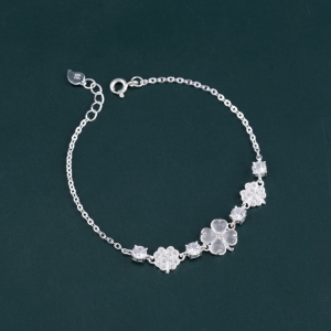 Lắc tay bạc nữ cỏ 4 lá may mắn LTN0462