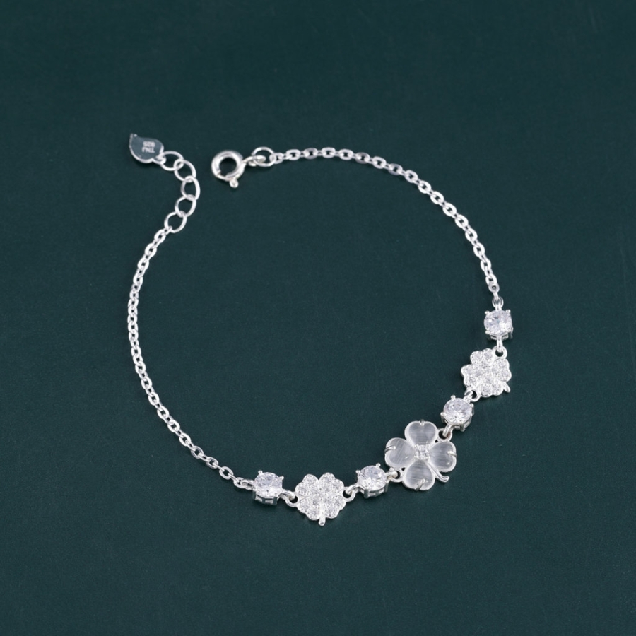 Lắc tay bạc nữ cỏ 4 lá may mắn LTN0462