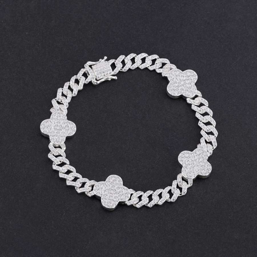 Lắc tay nam đính đá Cuban cỏ  4 lá đính đá LTA0241