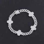 Lắc tay nam đính đá Cuban cỏ  4 lá đính đá LTA0241