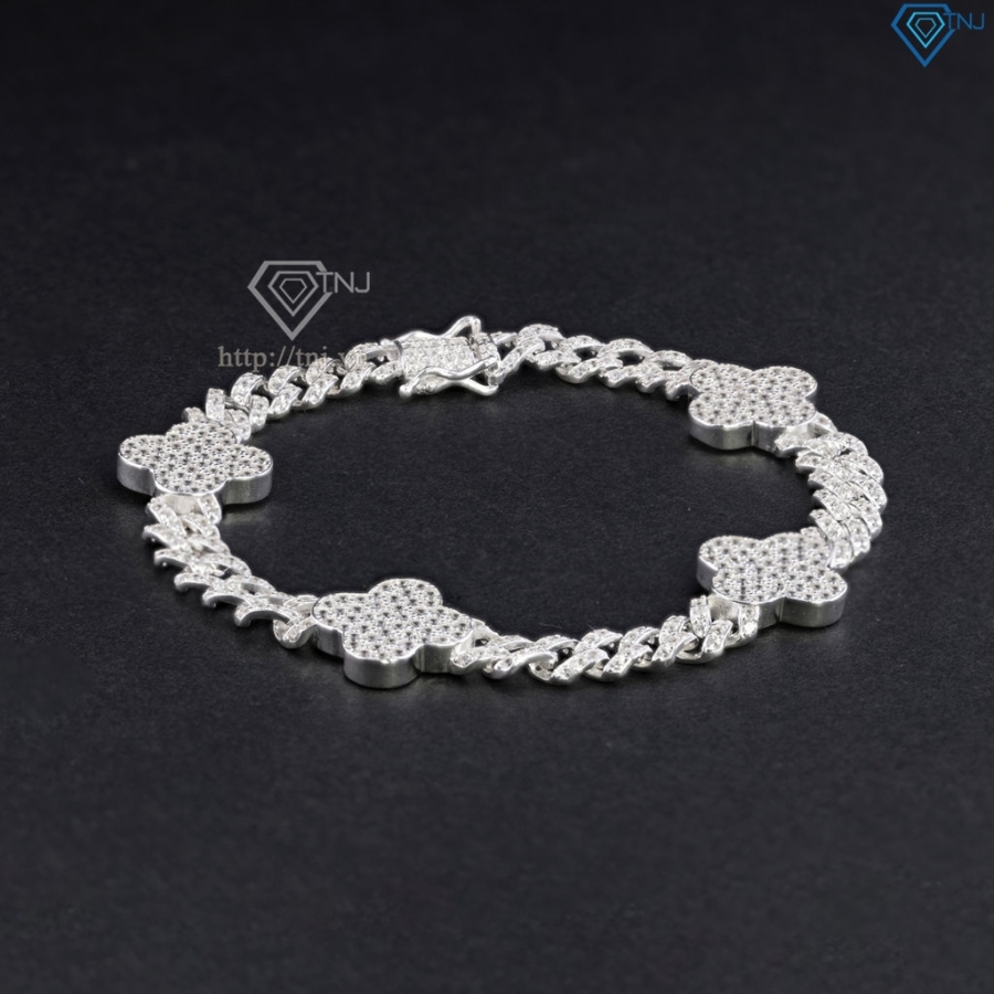 Lắc tay nam đính đá Cuban cỏ  4 lá đính đá LTA0241 Trang Sức TNJ