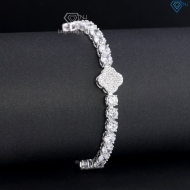 Lắc tay Tennis bạc cho nam đính đá 5mm hình cỏ  4 lá LTA0242