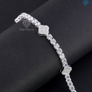 Lắc tay Tennis bạc cho nam đính đá 5mm hình cỏ  4 lá LTA0242