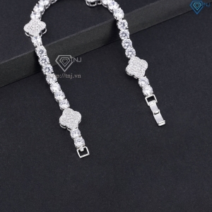 Lắc tay Tennis bạc cho nam đính đá 5mm hình cỏ  4 lá LTA0242