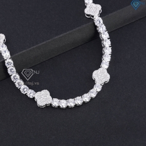 Lắc tay Tennis bạc cho nam đính đá 5mm hình cỏ  4 lá LTA0242