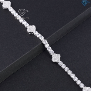 Lắc tay Tennis bạc cho nam đính đá 5mm hình cỏ  4 lá LTA0242
