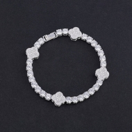 Lắc tay Tennis bạc cho nam đính đá 5mm hình cỏ  4 lá LTA0242