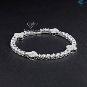 Lắc tay Tennis bạc cho nam đính đá 5mm hình cỏ  4 lá LTA0242