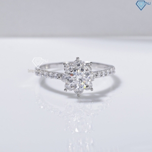 Nhẫn bạc nữ bông hoa đính đá trắng xi kim NN0559-XK