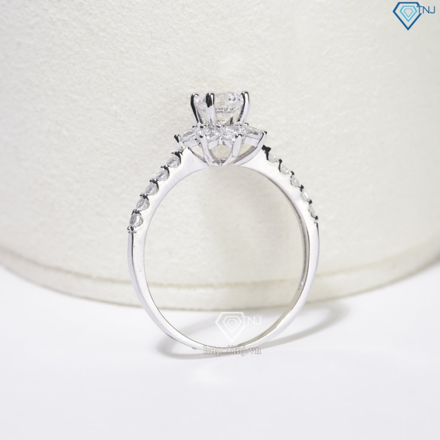 Nhẫn bạc nữ bông hoa đính đá trắng xi kim NN0559-XK