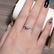 Nhẫn bạc nữ bông hoa đính đá trắng xi kim NN0559-XK