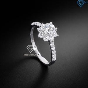 Nhẫn bạc nữ bông hoa đính đá trắng xi kim NN0559-XK