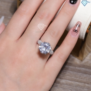 Nhẫn bạc nữ bản to đá chủ 10mm xi kim NN0561-XK