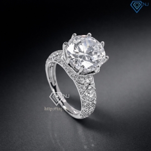 Nhẫn bạc nữ bản to đá chủ 10mm xi kim NN0561-XK