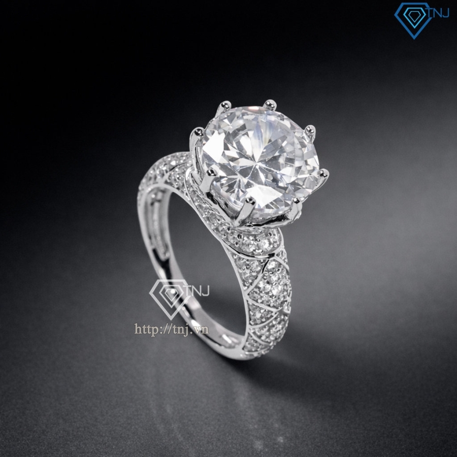 Nhẫn bạc nữ bản to đá chủ 10mm xi kim NN0561-XK