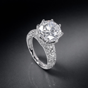 Nhẫn bạc nữ bản to đá chủ 10mm xi kim NN0561-XK