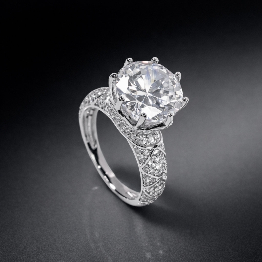 Nhẫn bạc nữ bản to đá chủ 10mm xi kim NN0561-XK