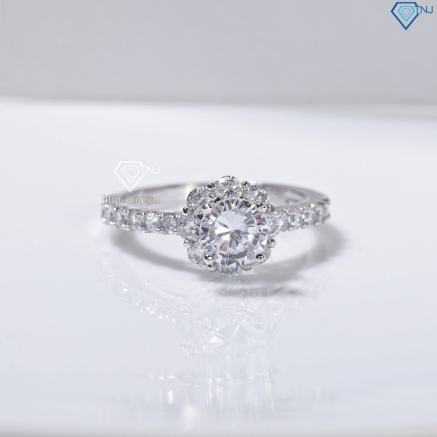 Nhẫn bạc nữ đẹp đính đá trắng xi kim NN0562-XK