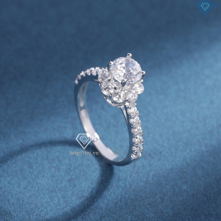 Nhẫn bạc nữ đẹp đính đá trắng xi kim NN0562-XK