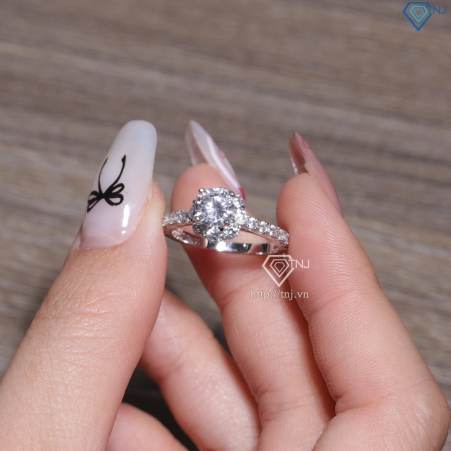 Nhẫn bạc nữ đẹp đính đá trắng xi kim NN0562-XK