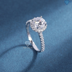 Nhẫn bạc nữ xi kim mặt tròn đính đá trắng NN0565-XK
