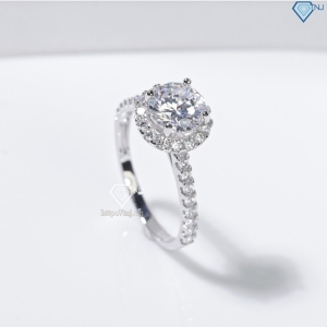 Nhẫn bạc nữ xi kim mặt tròn đính đá trắng NN0565-XK