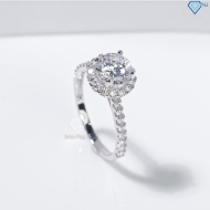 Nhẫn bạc nữ xi kim mặt tròn đính đá trắng NN0565-XK