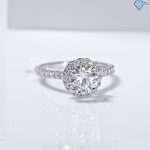 Nhẫn bạc nữ xi kim mặt tròn đính đá trắng NN0565-XK