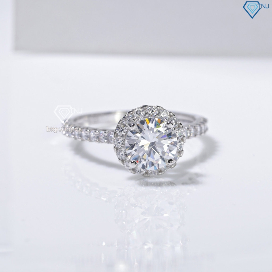 Nhẫn bạc nữ xi kim mặt tròn đính đá trắng NN0565-XK