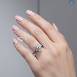 Nhẫn bạc nữ xi kim mặt tròn đính đá trắng NN0565-XK