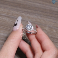 Nhẫn bạc nữ xi kim mặt tròn đính đá trắng NN0565-XK